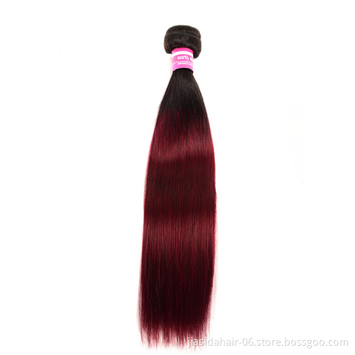 Braid Bundles Raw Unprocessed Brazilian Hair Ombre Dark Wine Red Color T1B 99J Straight Human Hair Weave